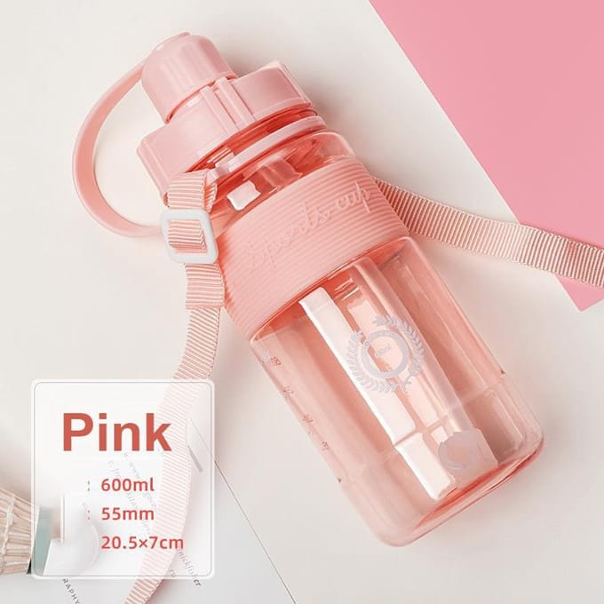 600/1000/1500 ml/2000 Grote Capaciteit Buitenruimte Beker Met Stro Student Plastic Waterbeker Draagbare Buitensportbeker Drop Waterfles 600ml