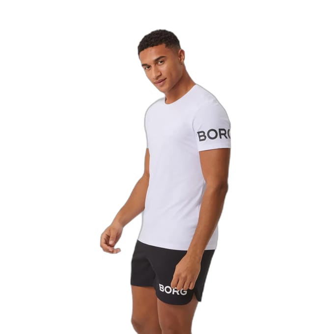 Björn Borg Sportshirt Heren Korte Mouw - Wit - Gerecycled Polyester - Maat S