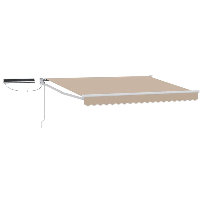 vidaXL - Elektrisch - Uitschuifbare - Zonneluifel - Beige - en - Wit - 3,5 - x - 2 - m