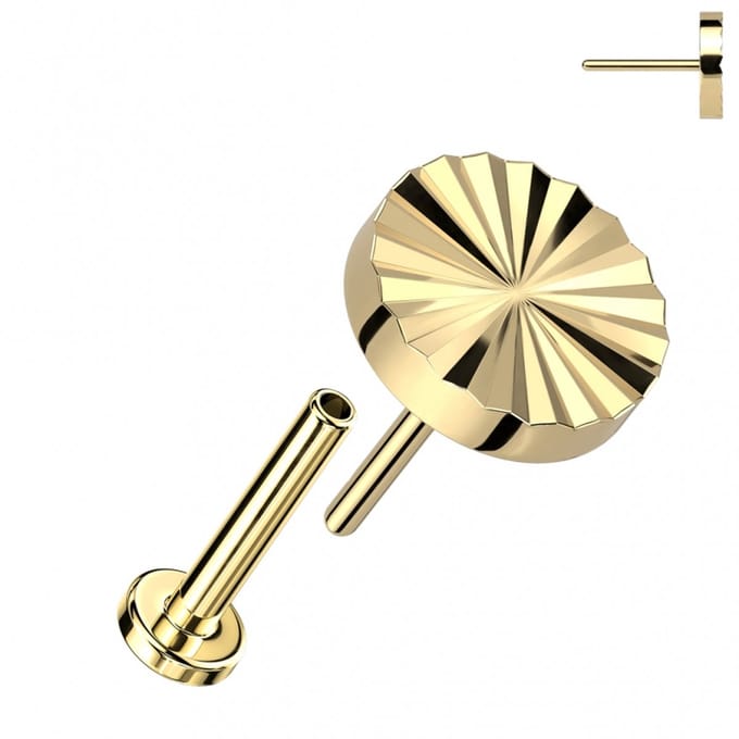 Piercing titanium gegraveerd rondje push in 1.2x6 - goud - LMPiercings