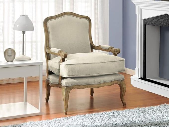 Vente-unique Fauteuil van linnen MAHAUX - Beige