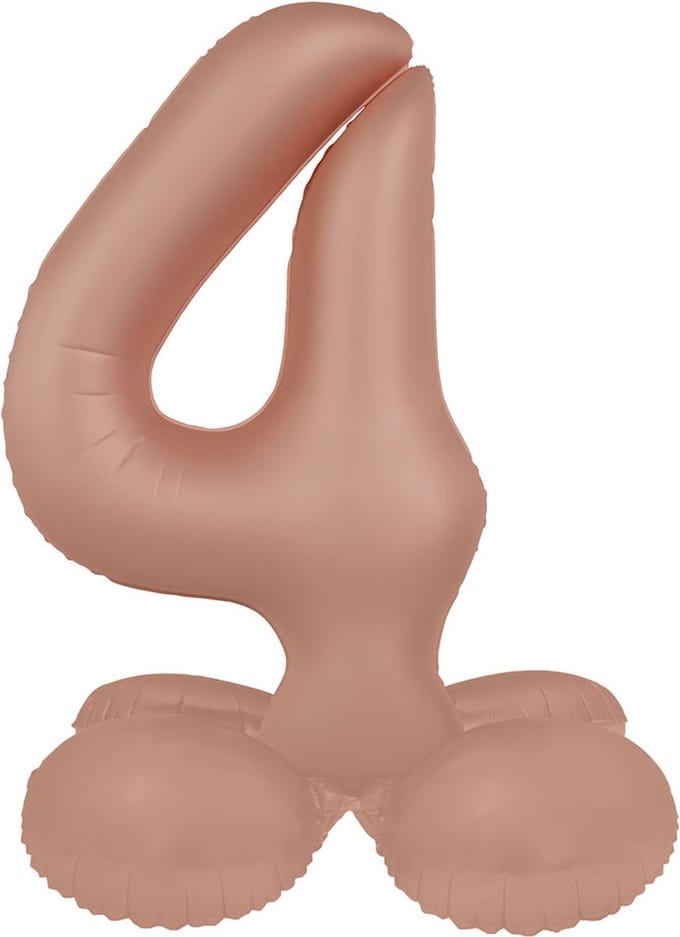 Staande Folieballon Cijfer 4 - Vintage Rose - Ultra Matt - 72 cm