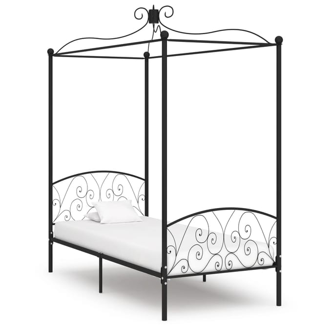 vidaXL - Hemelbedframe - metaal - zwart - 90x200 - cm