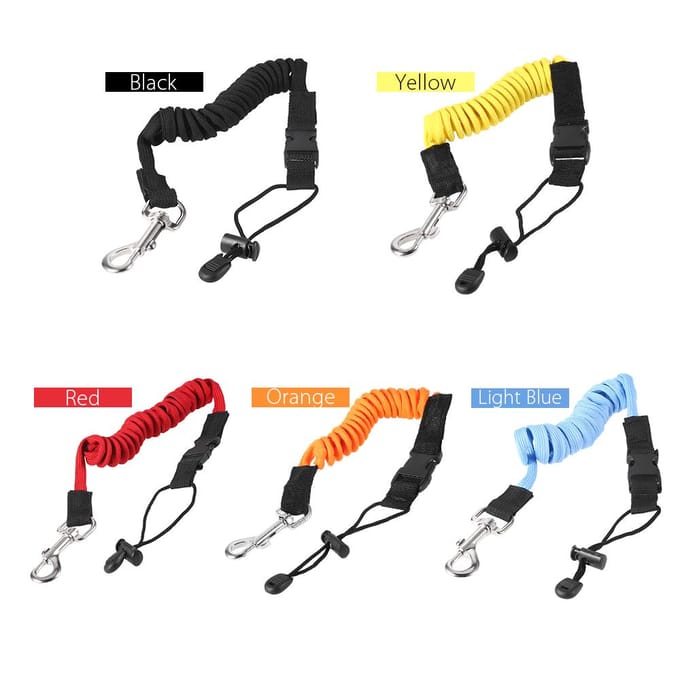 Laisse élastique pour pagaie, kayak, canoë, canne à pêche, bateau à rames, cordon enroulé, corde d'attache jaune