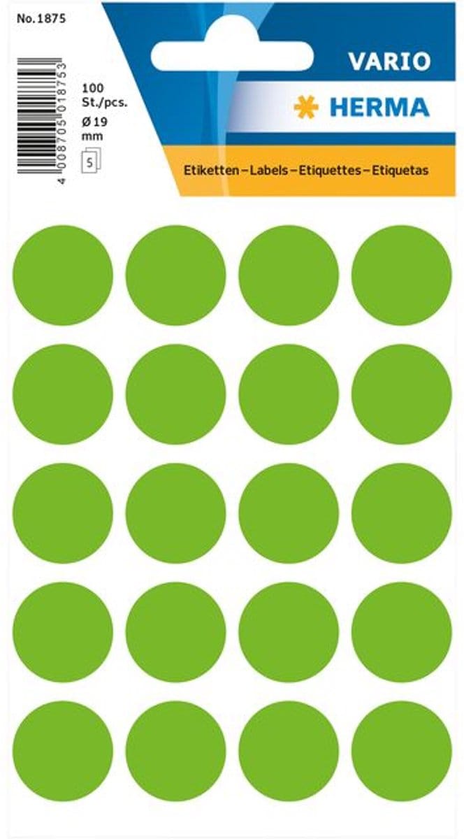 Etiket herma 1875 rond 19mm groen 100st | 10 stuks