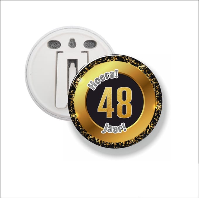 Button Met Clip 58 MM - Hoera 48 Jaar