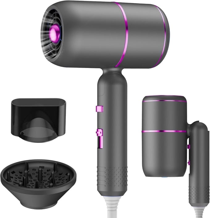 Nexvo®Fohn met Diffuser Krullen - Fohn met Diffuser - Fohn - Grijs/Paars - 10cm x 5cm x 5cm