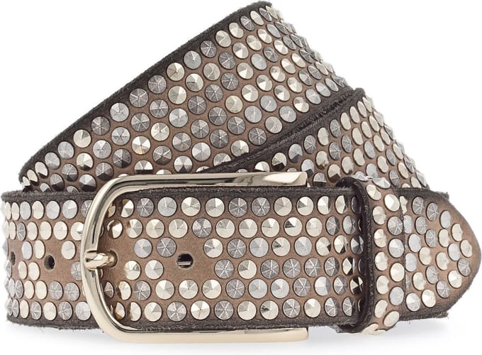 b.belt Leren Riem Nietengürtel Zoe Gold W75 Camel Lichtbruin