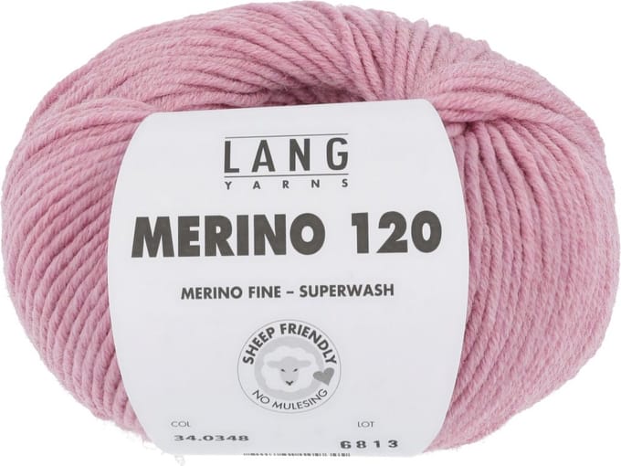 Lang Yarns Merino 120 - 348 roze gemêleerd - Merinowol Garen