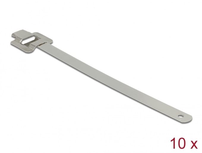 Delock Cable tie stainless steel reusable with folding clasp L 400 x W 10 mm 10 pieces
