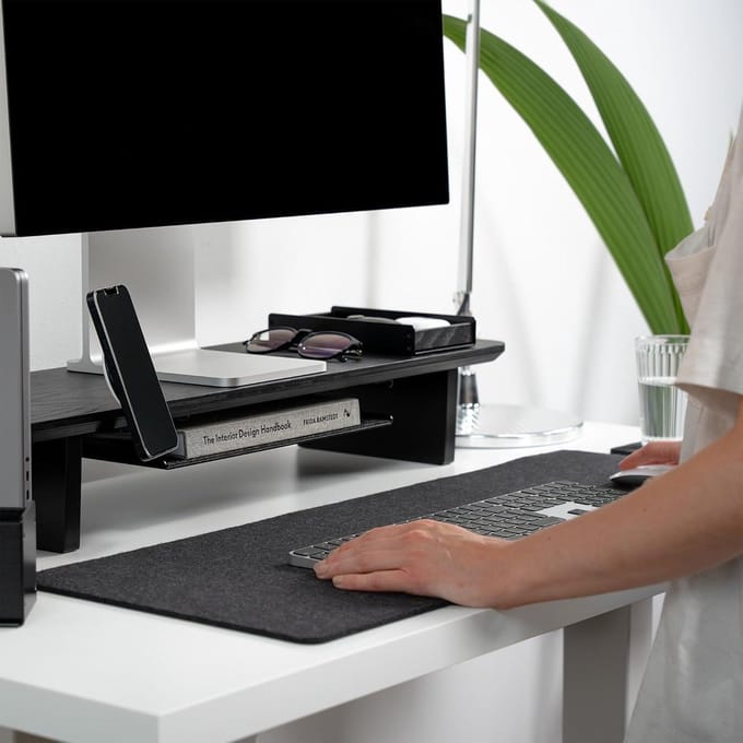 Vilten bureauonderlegger grijs - antislip - groot formaat