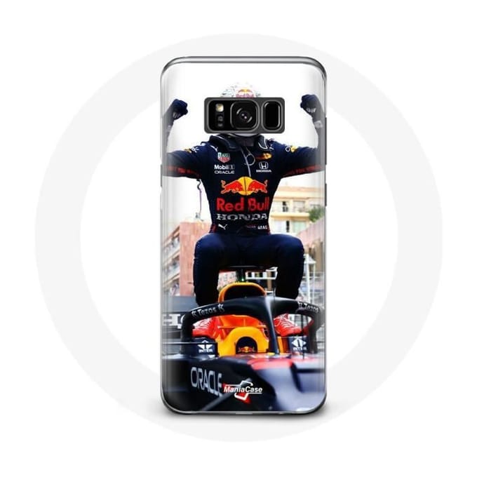 Coque pour Samsung Galaxy S8 plus Formule 1 Max Verstappen Pilote automobile F1 noir rouge et jaune