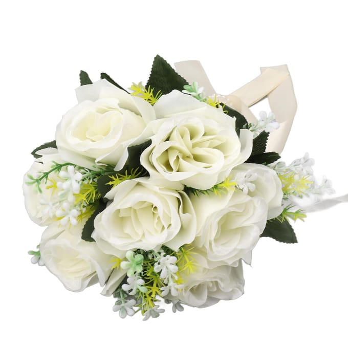 Bruidsboeketten Zijde en Plastic Romantisch Exquise Comfortabel Handvat Mooi Bruidsboeket white