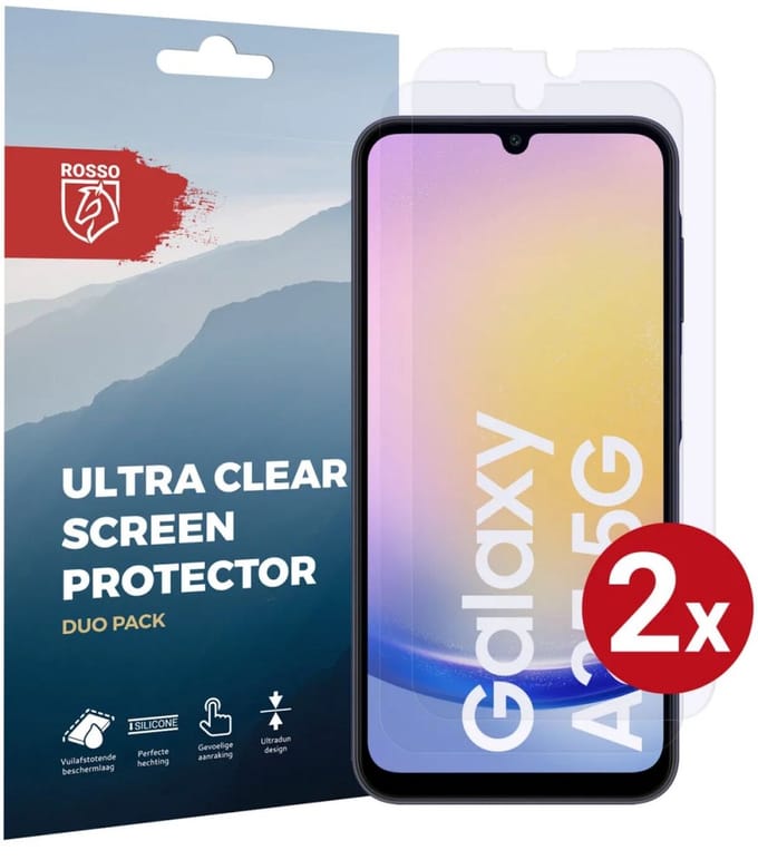 Rosso Screen Protector Ultra Clear Duo Pack Geschikt voor Samsung Galaxy A25 | TPU Folie | Case Friendly | 2 Stuks