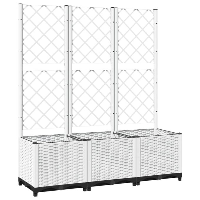 vidaXL - Plantenbak - met - latwerk - 120x40x136 - cm - polypropeen - wit