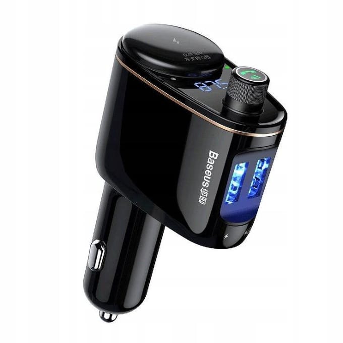Baseus Bluetooth Muziek FM Transmitter Autolader 2x USB 3.4A Zwart