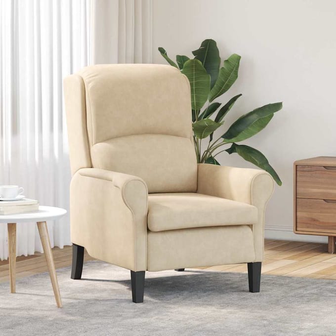 vidaXL - Fauteuil - Crème - 76 - x - 94 - x - 102 - cm - Microvezel