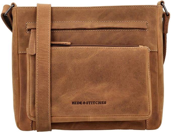 Hide & Stitches Idaho Schoudertas - 100% Leer - Bruin