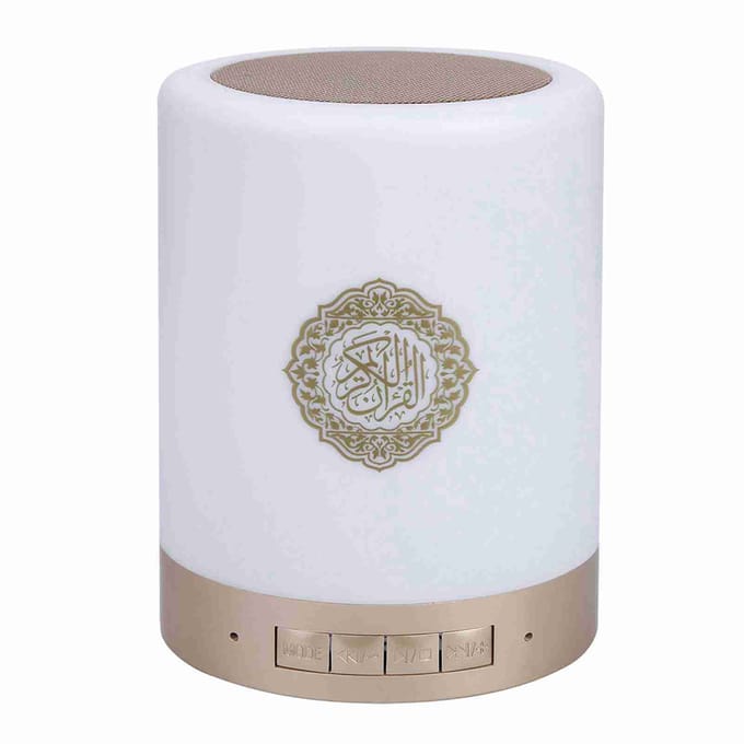Draagbare 8GMP3 Touch LED Lamp Draadloze Afstandsbediening Bluetooth Koran Speaker met 16 Talen wit