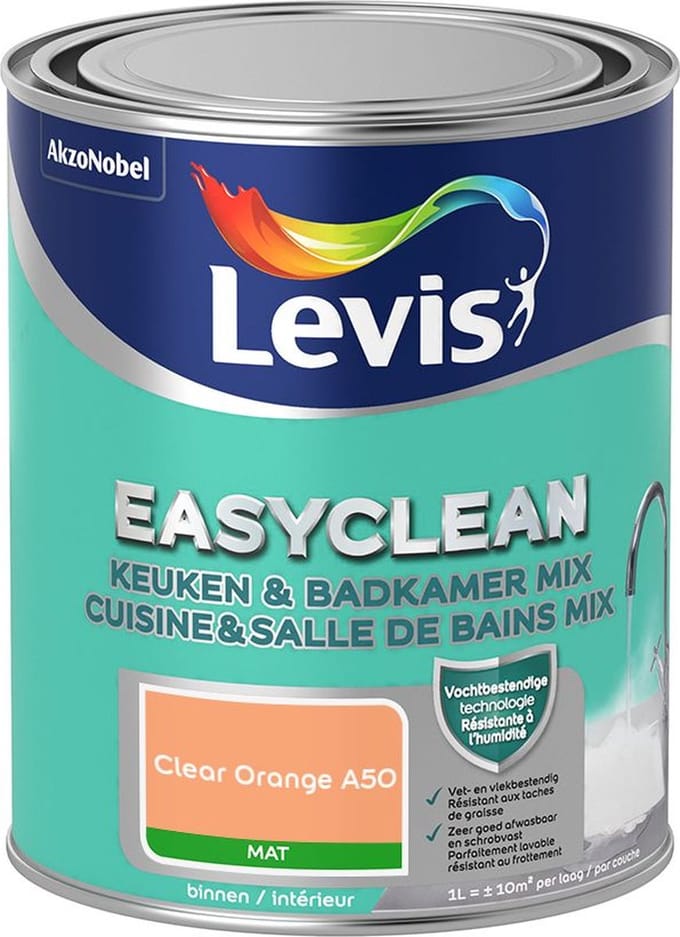Levis - Easyclean Keuken & Badkamer Mix - Clear Orange A50 - Mengverf - 1 L