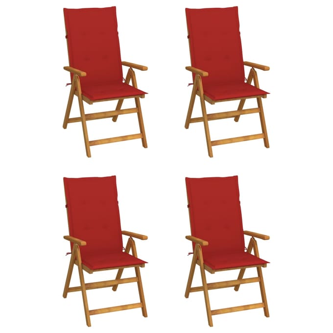 vidaXL - Inklapbare - stoelen - 4 - st - verstelbaar - met - kussens