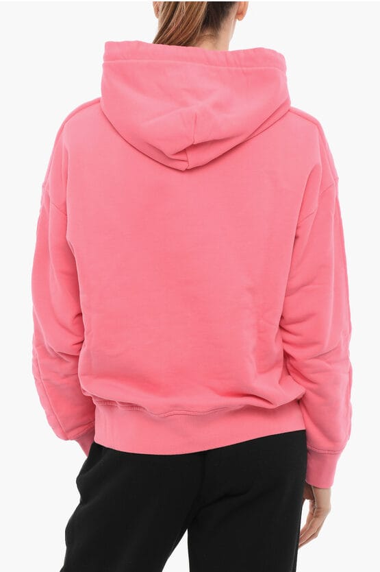 Geborstelde katoenen hoodie in roze
