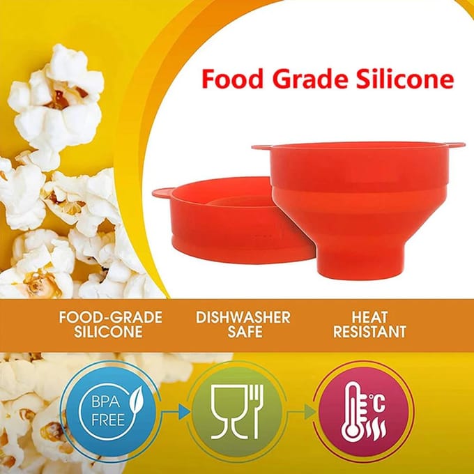 Magnetron Siliconen Popcorn Maker Voedselkwaliteit Opvouwbaar Hoge Kwaliteit Keuken Gemakkelijke Hulpmiddelen DIY Maak Popcorn Emmer Kom met Deksel Kommen