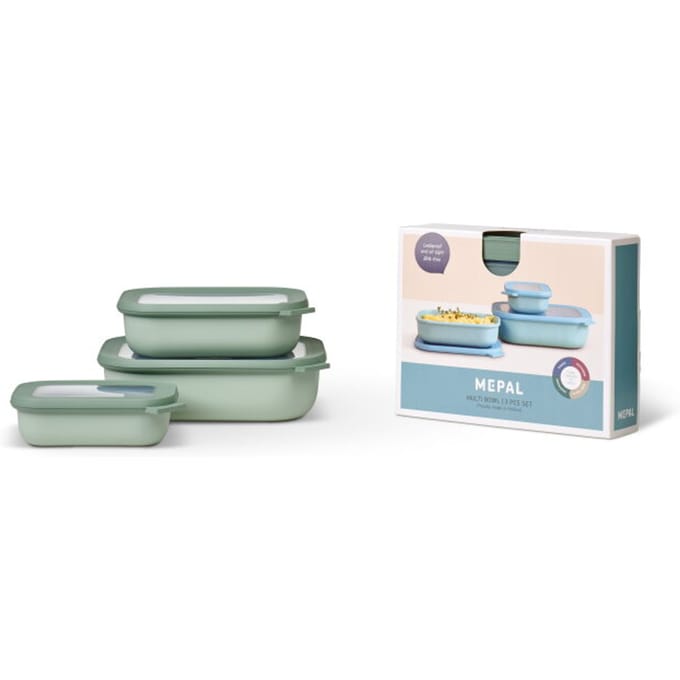 Mepal - Multikom Cirqula vershouddoos set - 500 + 1000 + 2000 ml - Rechthoekig - Nordig sage