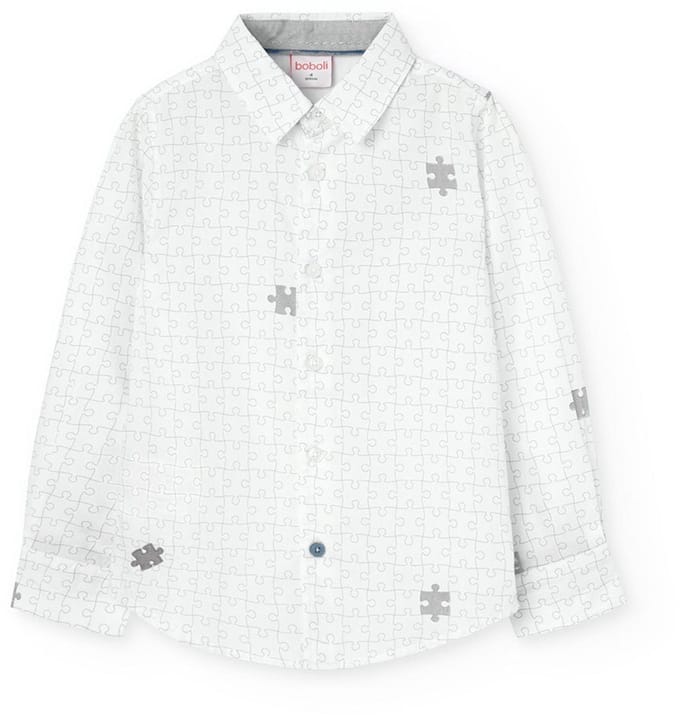 Boboli Poplin Printed Overhemd Met Lange Mouwen Wit 4 Years Jongens