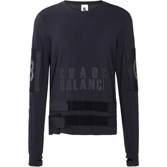 Nike Co-Branded Letter Print Crew Neck Lange Mouw T-Shirt Heren Tops Zwart BV7133-010 XS black