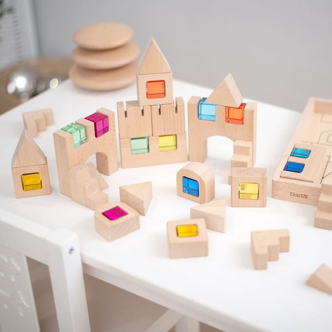 tickit® Wooden Building Gem Blocks Super Set - Pk82 + tray