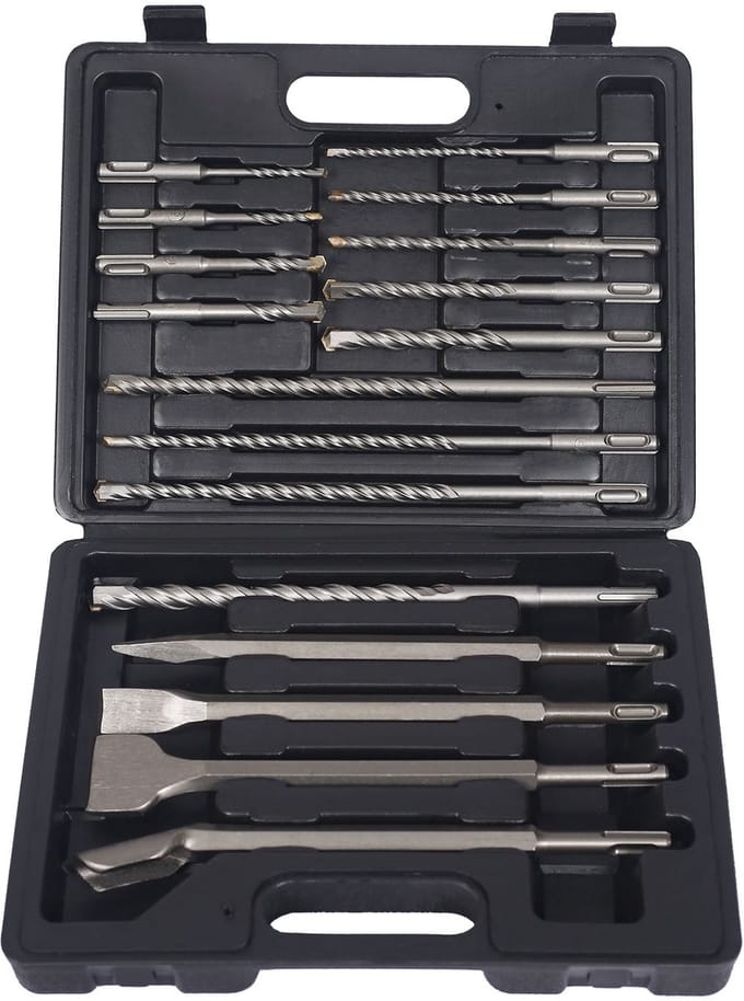 Boorhamer Set - Boorbeitel Set - Muren Boren - SDS Plus Compatibel - 17 Delig - Zwart