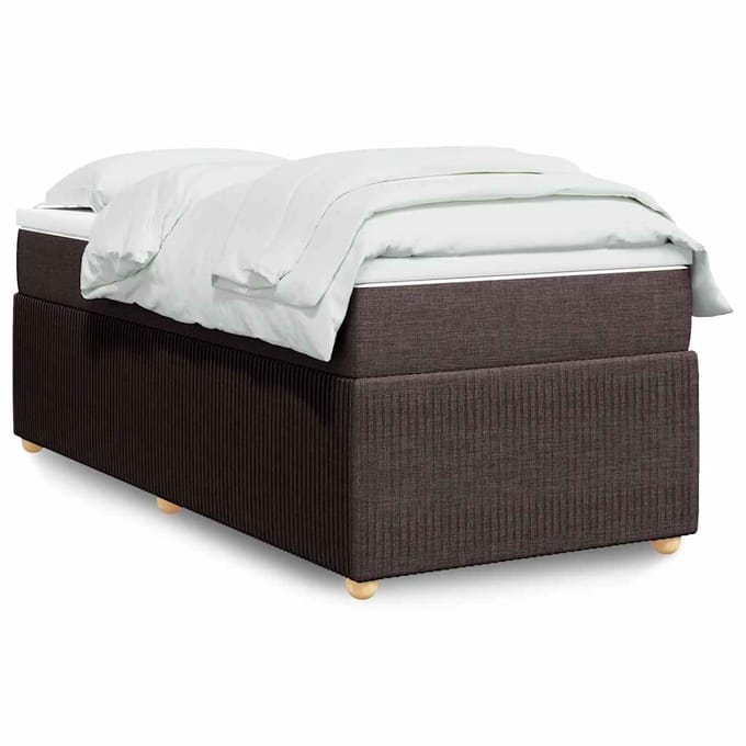 vidaXL - Boxspring - met - matras - stof - donkerbruin - 90x190 - cm
