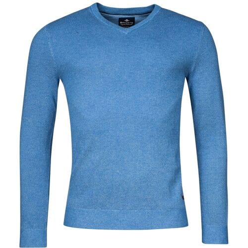 Baileys Trui V-Neck Body And Sleeves Two-Tone Structure Jacquard Bright Cobalt / male