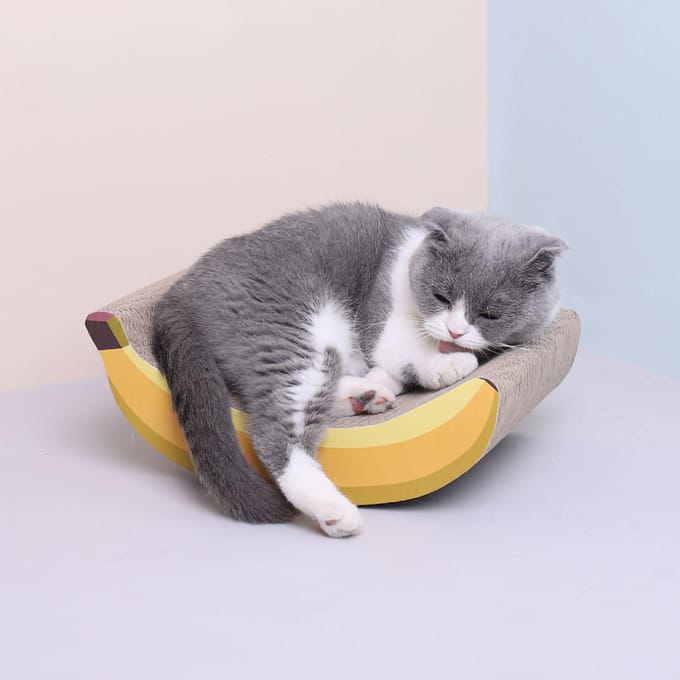 Kattenkrabplank Banaanvorm Schattig Grappig Golfkarton Kat Klauwen Slijpen Krabplank gray