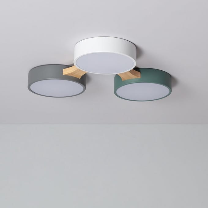Ronde LED Plafondlamp 30W | Hout & Metaal | Instelbare Lichtkleur | Scandinavisch Design