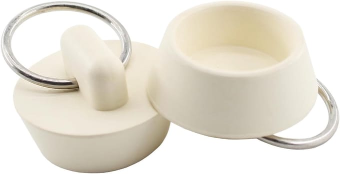 Afvoerstop Set - Badstop Gootsteenstop - Water Dicht Maken - Met Ophangring - 25 cm Doorsnee - Wit