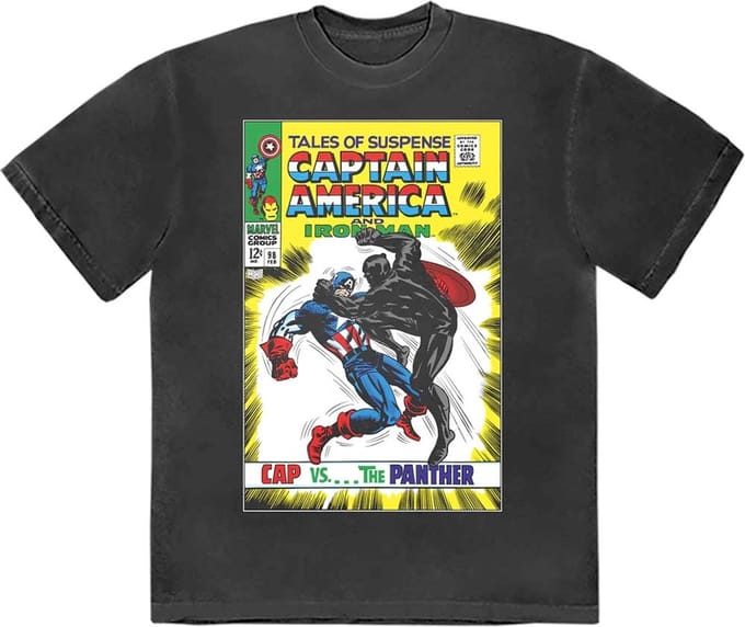 Marvel Captain America - Cap VS The Panther Comic Cover Heren T-shirt - M - Zwart