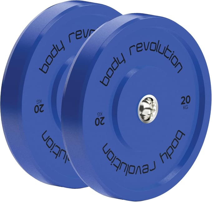 Olympische bumperplaten - blauw - 2x20 kg - rvs binnenring