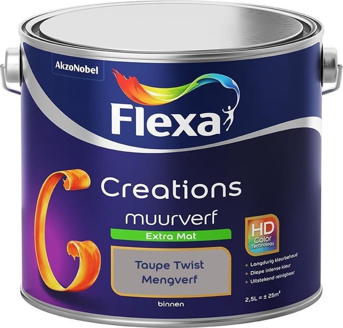 Flexa - Creations Muurverf Extra Mat - Taupe Twist - Mengverf - 2,5 L