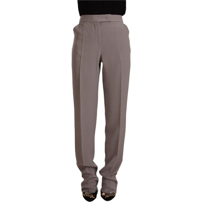 Armani damesbroek in bruine zijde met hoge taille.