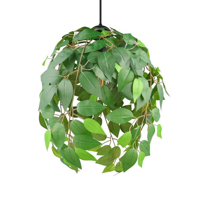 Reality Leuchten Hanglamp Leavy, zwart/groen, Ø 38 cm, 1-lamp, E27