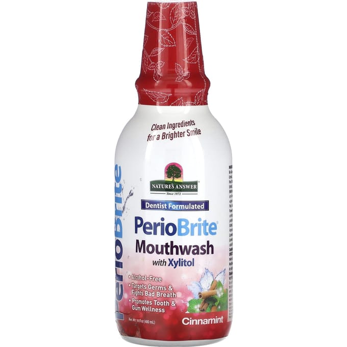 Nature'S Answer, Periobrite, Mouthwash with Xylitol, Cinnamint, 480 Ml (16 Fl Oz) white