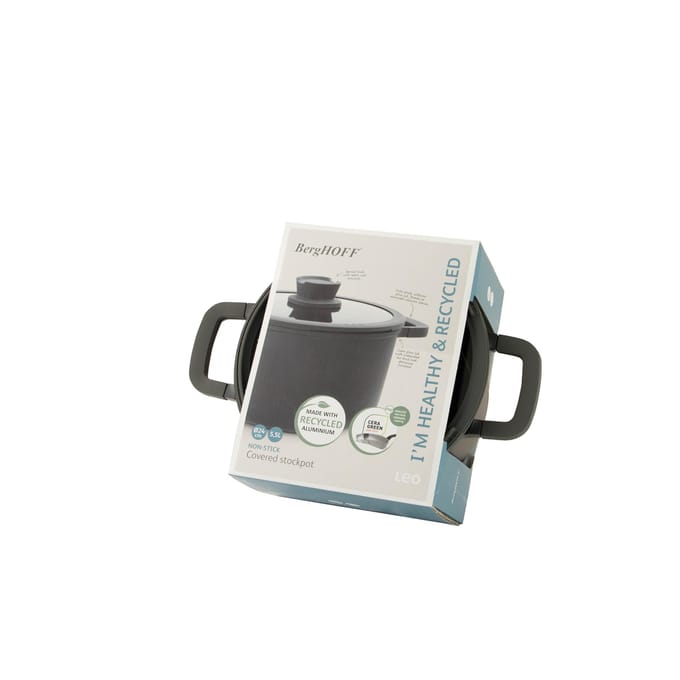 LEO Kookpot antikleef met deksel Stone+ 24x14cm - Grijs - PFAS-vrij