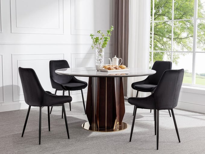 Vente-unique Set van 2 stoelen MASURIE - Fluweel - Zwart