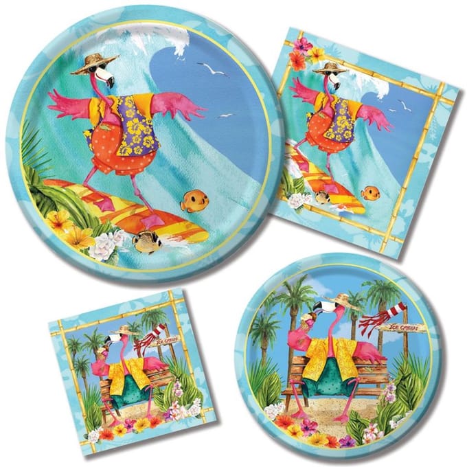 8 Flamingo-uitnodigingskaarten