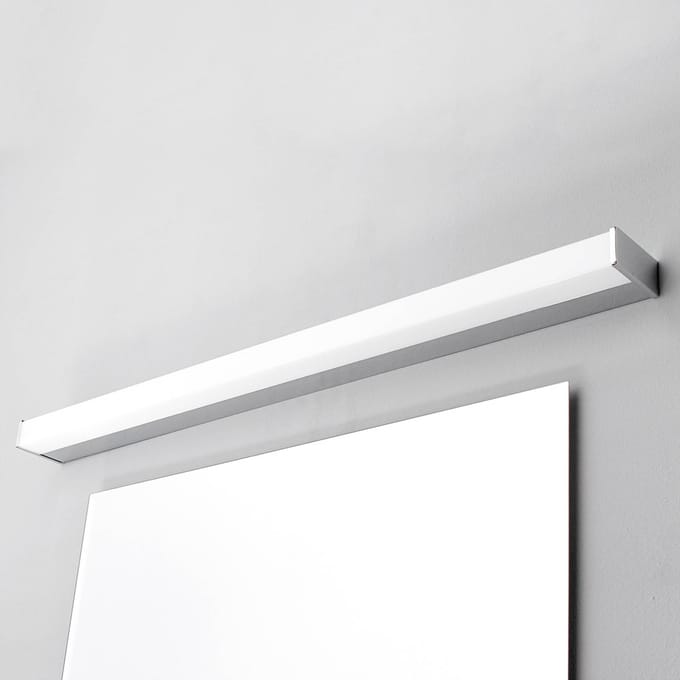 Lindby LED wandlamp Philippa, hoekig, 89 cm, chroom, IP44