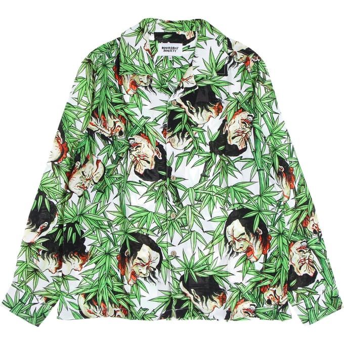 Bamboe Heren Shirt Lange Mouw L/s Rayon Shirt Wit/multi