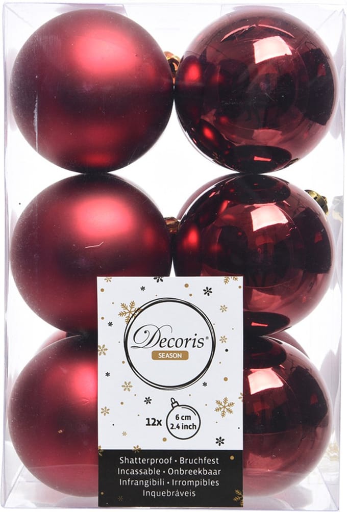 Cosy&Trendy kerstballen - 12 stuks - 6cm - kunststof