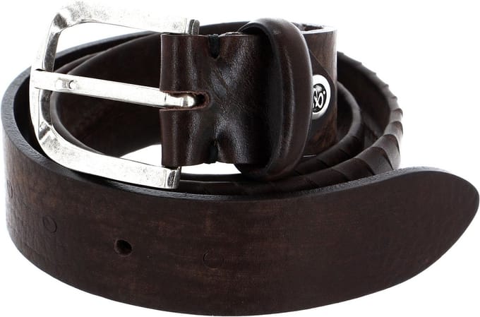 b.belt riem Silver Ledergürtel W115 Dunkel Braun bruine
